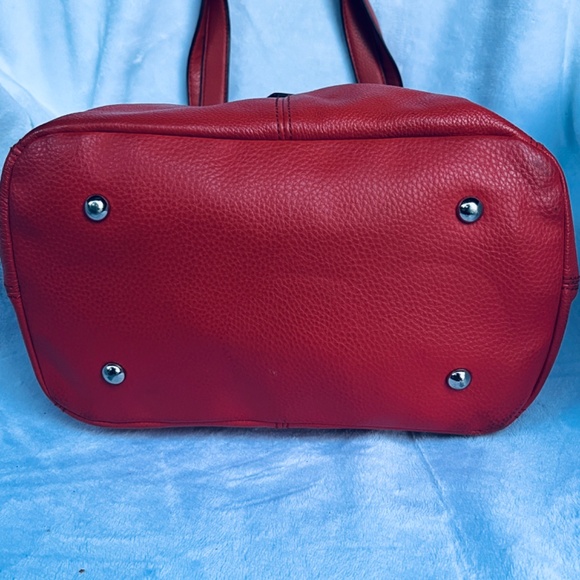 Tignanello Handbag Tangerine Double Handle Satchel Tote Pebble Leather Purse - Picture 8 of 15